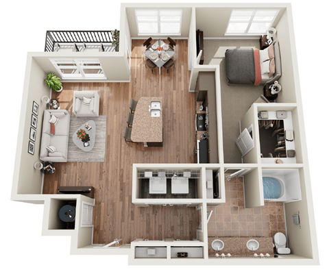 a 3d drawing of a floor plan of a house